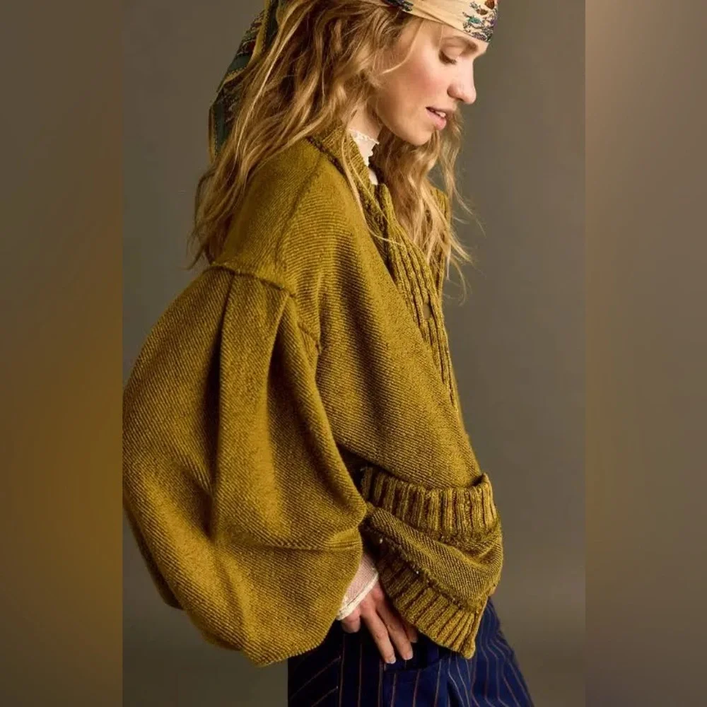 NWT FREE PEOPLE WE THE FREE Cute In This Cardi | Fir Green/Moss MSRP $168 Size S - Picture 2 of 11